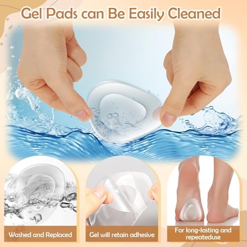 Transparent foot cushions applied to the inside of a sandal.