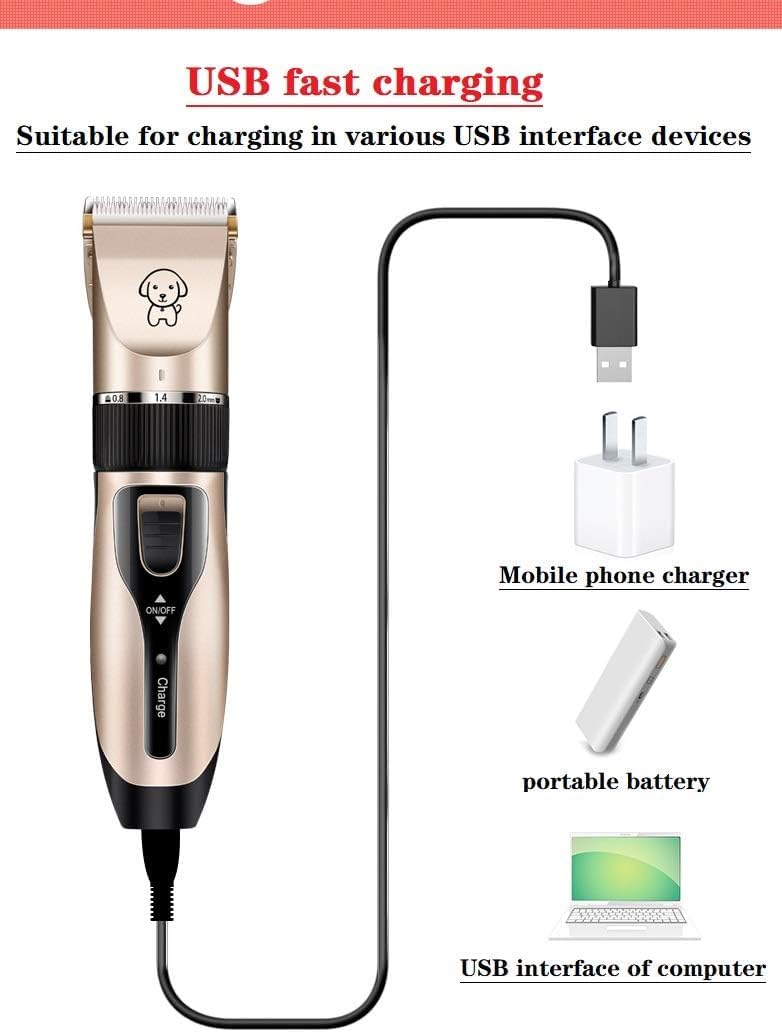 Quiet cordless dog grooming shaver kit with stainless steel blades