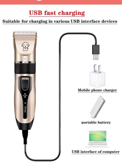 Quiet cordless dog grooming shaver kit with stainless steel blades