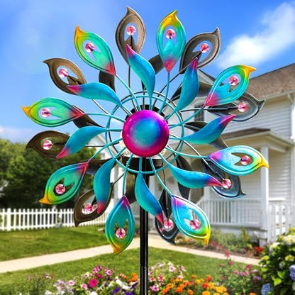 Solar powered crackle glass globe light at night
