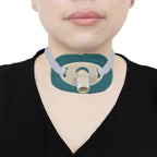 Pinklilycare Reusable Trach Pads front view showing soft blue fabric for tracheostomy care.