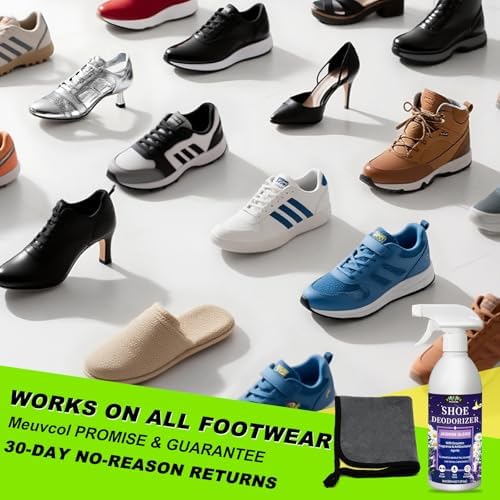 Infographic showing the fast drying and moisture absorbing benefits of Meuvcol organic footwear deodorizing spray for active wearers
