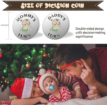 Vichona parent flip token displaying the reverse side with Daddy's Turn baby graphic.