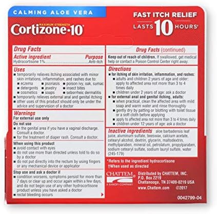 Cortizone 10 Hydrocortisone 1 percent cream tube with aloe vera for rash relief