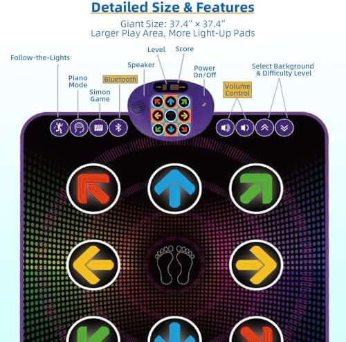 Close up of Sunlin dance mat nine light up keys