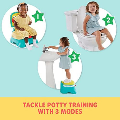 Toddler using Sesame Street Elmo Hooray potty trainer seat