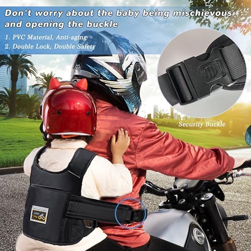 Child wearing Yisndya motorcycle safety harness on a bike