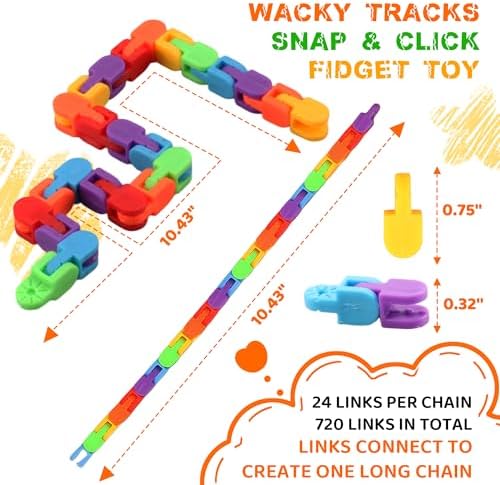 Close up of rainbow sensory snap and click links