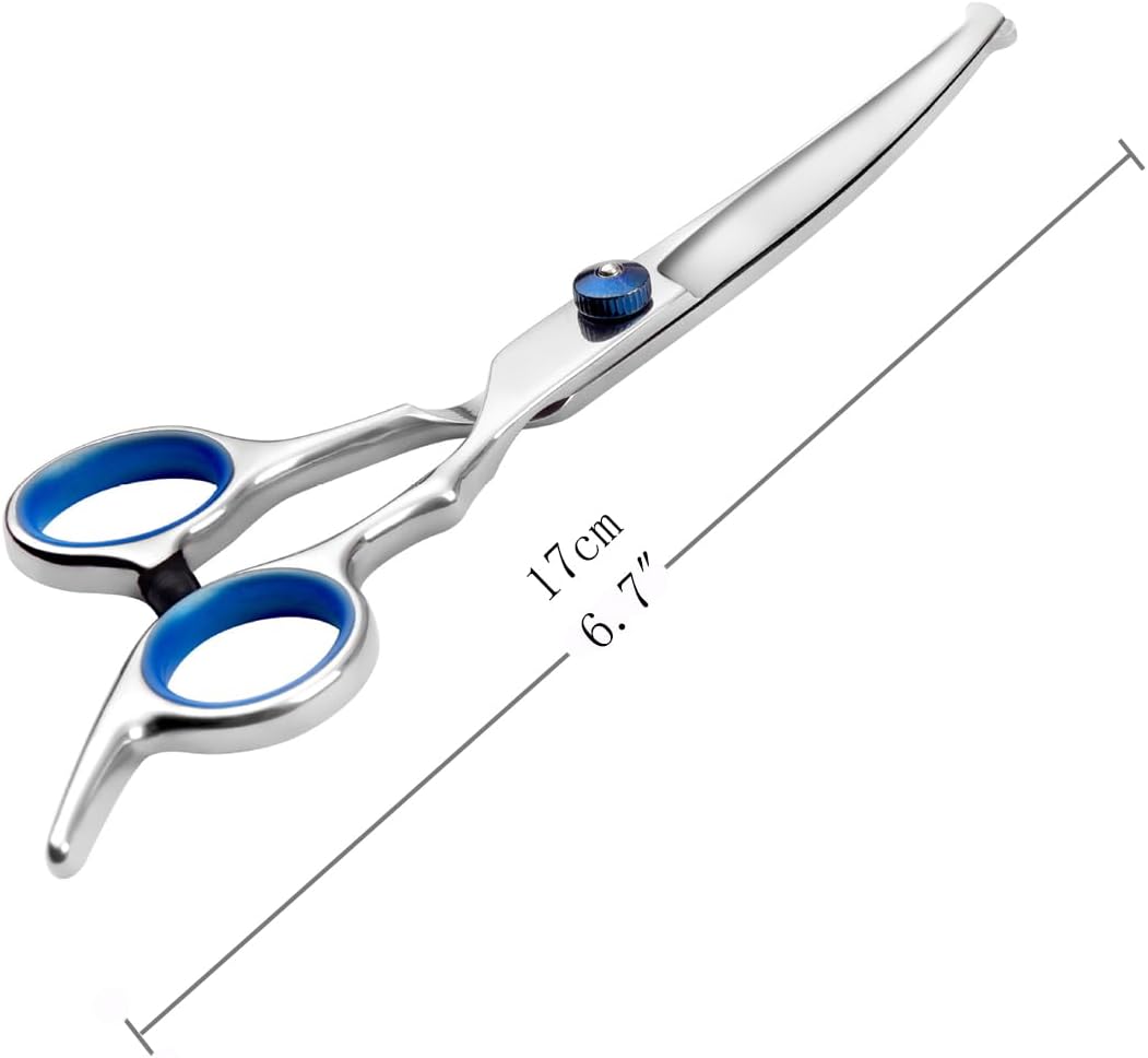 Nlmskzzy pet hair shears highlighting the rounded safety tips on the blades