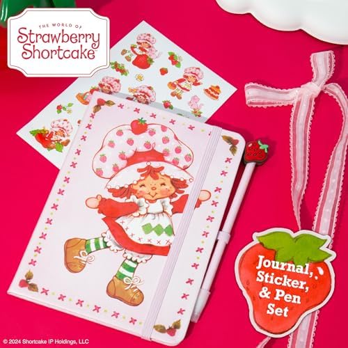 Strawberry Shortcake journal with polka dot pen and elastic closure