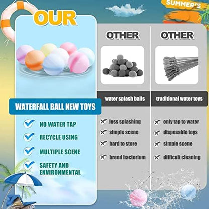 Durable food grade silicone water splash balls packed neatly inside the drying mesh bag