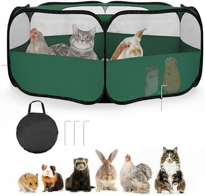 Small Animal Playpen with Mesh Cover & Waterproof Bottom Cat Tent Chicken Brooder Rabbit Guinea Pig Cage Playpen for Small Animals Indoor Outdoor Use - Image 2