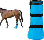 Garftai horse hoof soaking boot front view showing the blue waterproof material for equine care.