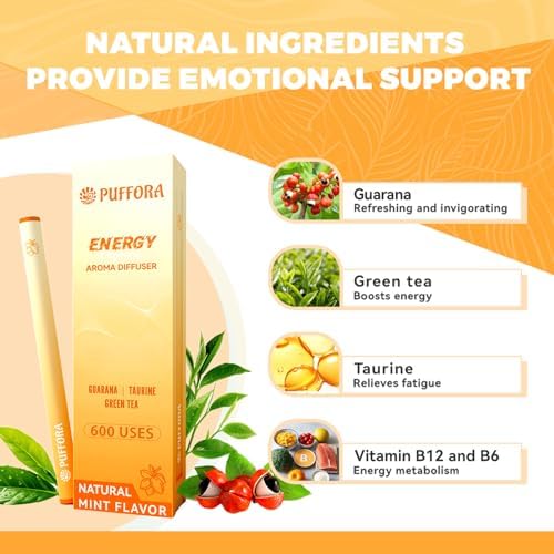 Natural mint flavor SYRKON energy boost pen with 600 uses indicator.