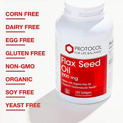 Complete packaging layout of Protocol for Life Balance plant based essential fatty acids softgels.