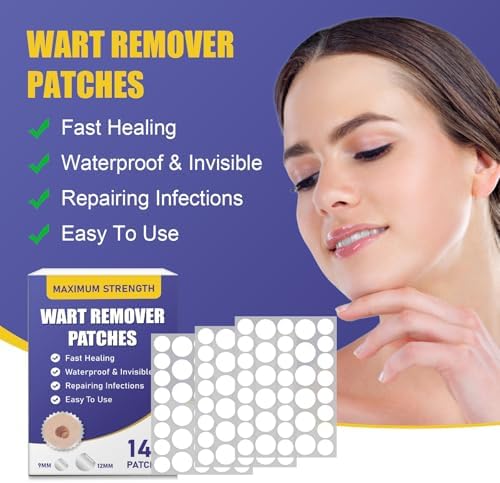 Close up view of the translucent invisible wart removal stickers on various skin tones.