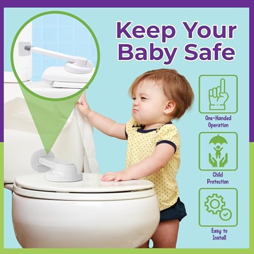 Mars Baby toddler safety toilet lock showing the durable white swivel arm and gray tip.