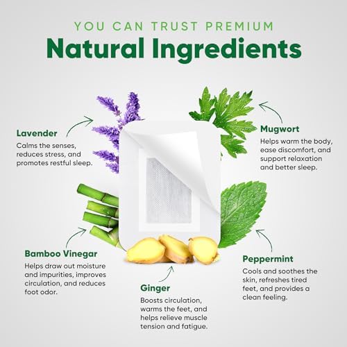 Natural ingredients illustration including ginger root and mugwort leaves for foot care.