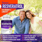 Toplux Resveratrol supplement capsule pills poured out next to the bottle