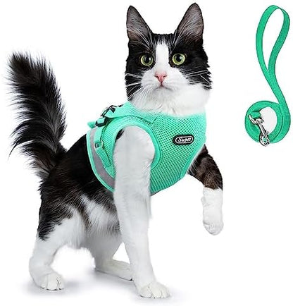 Supet soft mesh cat vest harness showing reflective strap