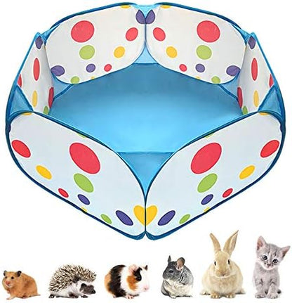 Portable Small Animals Playpen, Outdoor/ Indoor Pop Open Pet Exercise Fence, Guinea Pig Accessories Metal Wire Yard Fence C&C Cage Tent for Rabbits, Hamster, Chinchillas and Hedgehogs (Blue) - Image 2