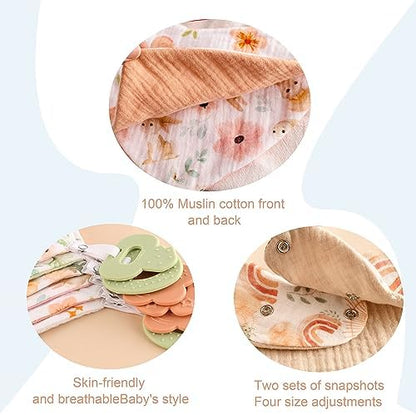 Vuminbox unisex floral and rainbow pattern baby bibs for newborns