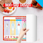 Non slip backing demonstration of premium SpriteGru children mealtime activity mats on wooden furniture.