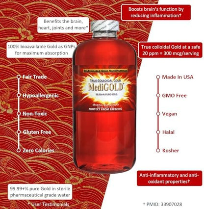 Nutraneering MediGOLD True Colloidal Gold AuNP Nutrient Packaging Details