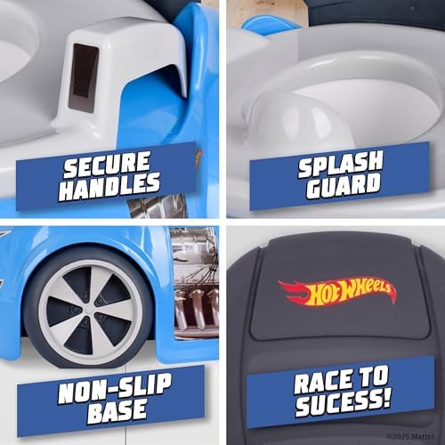Child using Hot Wheels themed potty trainer