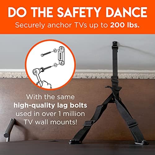 ECHOGEAR earthquake resistant anti tip straps installed on a large screen home theater setup