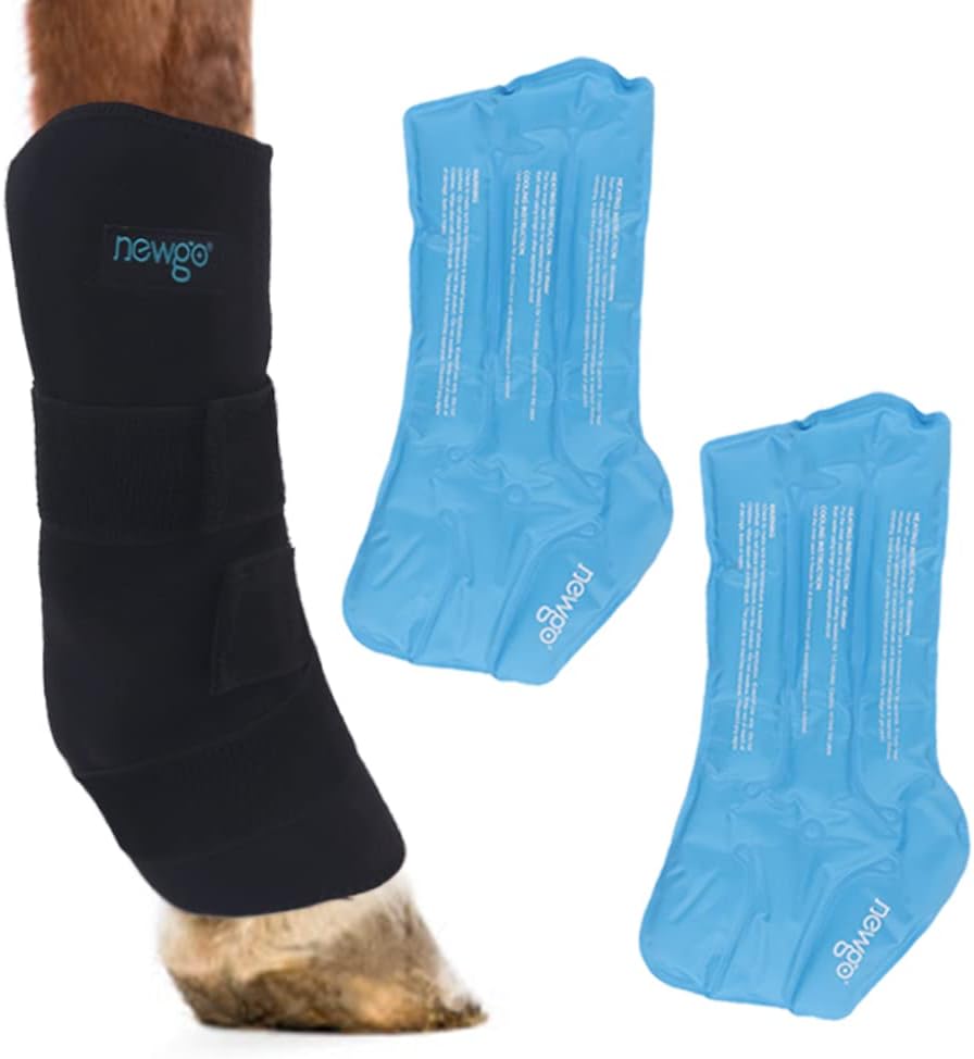 NEWGO Horse Ice Pack reusable cooling leg wrap front view for injury recovery