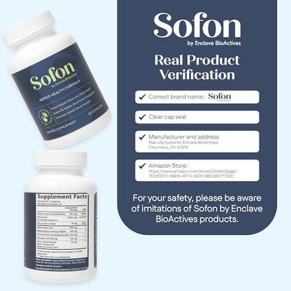 Authentic Sofon nerve relief supplement bottle displaying Enclave BioActives branding
