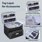 CURMIO double layer hair clipper storage bag open showing interior compartments