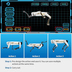 Child using app to program Dingdongwu robot dog