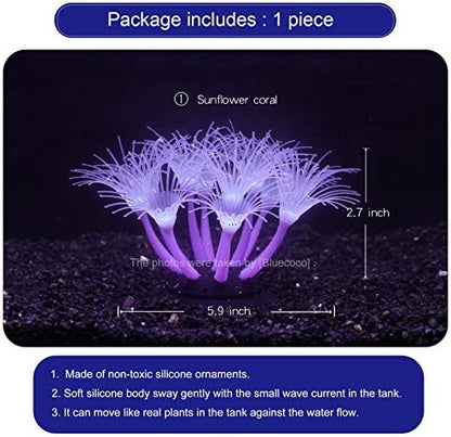 Bluecoco purple aquarium sunflower coral swaying naturally against the aquatic water current.