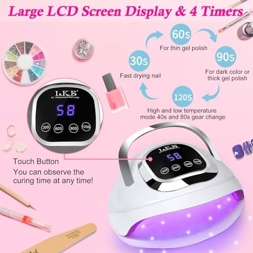 Wisdompark professional LED nail dryer angled shot highlighting the 60 pieces light beads inside