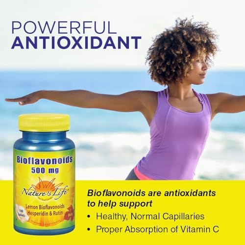 Back label of Nature's Life bioflavonoids dietary supplement displaying suggested use and dosage