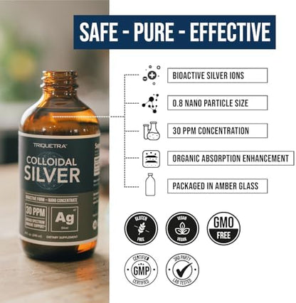 Triquetra Health Bioactive Colloidal Silver lifestyle layout showing secure storage bottle for wellness routines