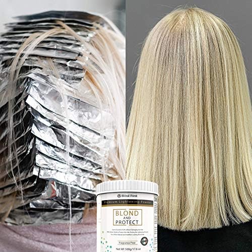 Full contents of the Blond Forte professional hair lightening bundle illustrating powder, developer, and application brushes.