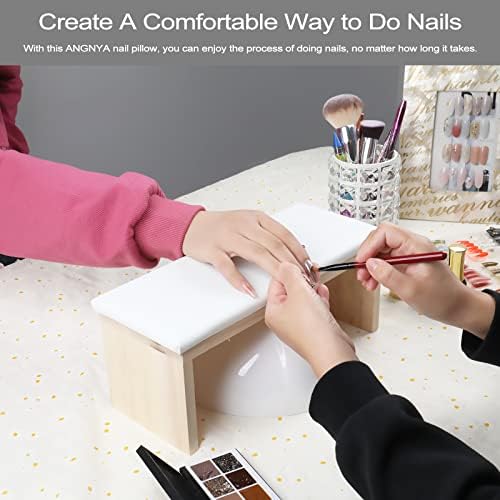 Angnya nail technician hand cushion with solid wood base