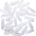 QINJIEJIE Clear Quartz Healing Crystal Wands front view set of ten stones.