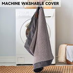Sunheir grey large dog bed cover placed on a living room floor.