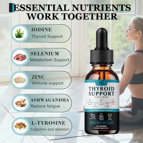 Fzjjyana Thyroid Support Liquid Drops front view bottle for natural hormone balance.