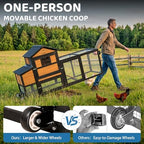 Chicken Coop with Wheels for 4-6 Chickens, Mobile Hen House with Run, Outdoor Chicken Coop, Ventilated Window, Easy-Clean Nesting Box, Weatherproof Asphalt Roof, 82.7" L x 25.6" W x 44.1" H, Brown - Image 4