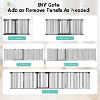 COMOMY adjustable pet fence folded into a secure hexagon shaped toddler play yard on a living room rug.