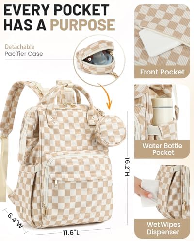 Fufazfo corduroy diaper bag backpack attached pacifier case and pouch