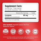 Immortal Herbs Lycopene supplement bottle showing nutritional facts label