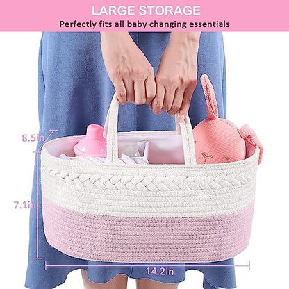 ABenkle nursery organizer with removable dividers and baby items