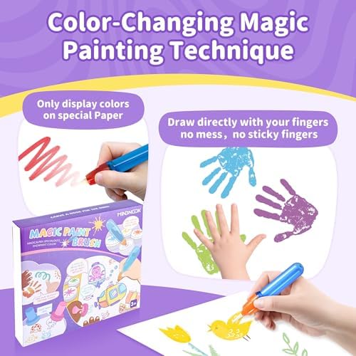 Color changing light brush illuminated to show creative learning features for toddlers
