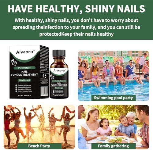 Alveora 1% Tolnaftate nail fungus treatment packaging details and ingredients